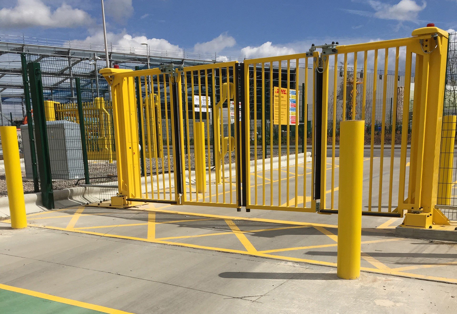 A yellow security gate